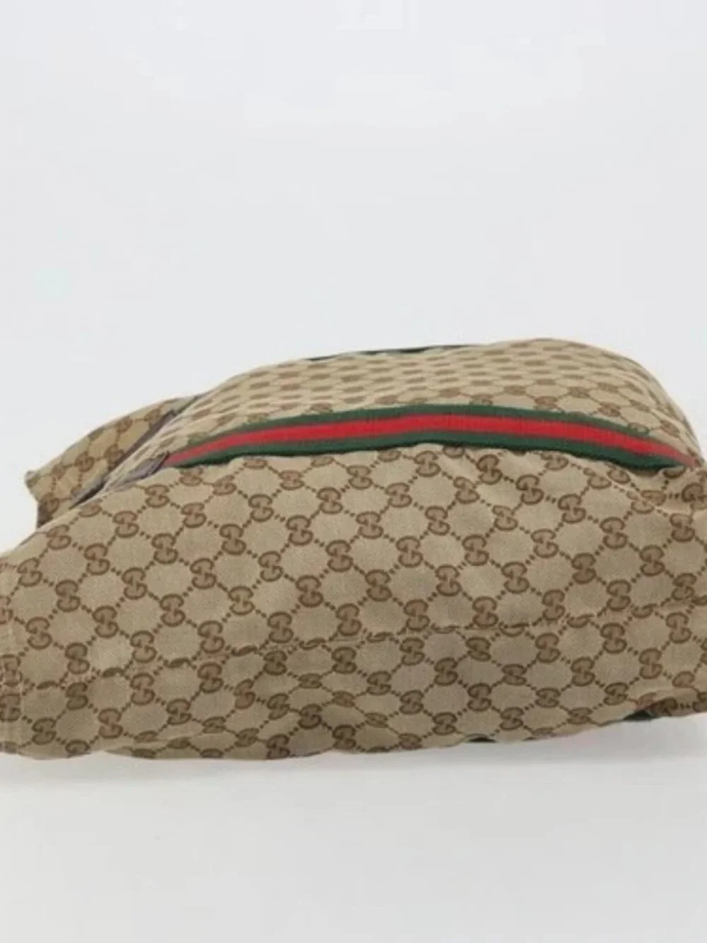 GUCCI GG Canvas Web Sherry Line Tote Bag Beige 189669 Auth mr2577A